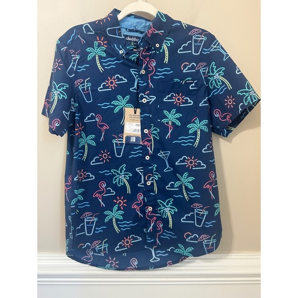 chubbies Other - Chubbies The One Man Wolf Pack Friday Shirt Navy Neon Tropical Vacation Size S
